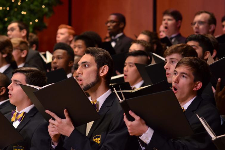 Tiger Glee Club singing in suits and ties