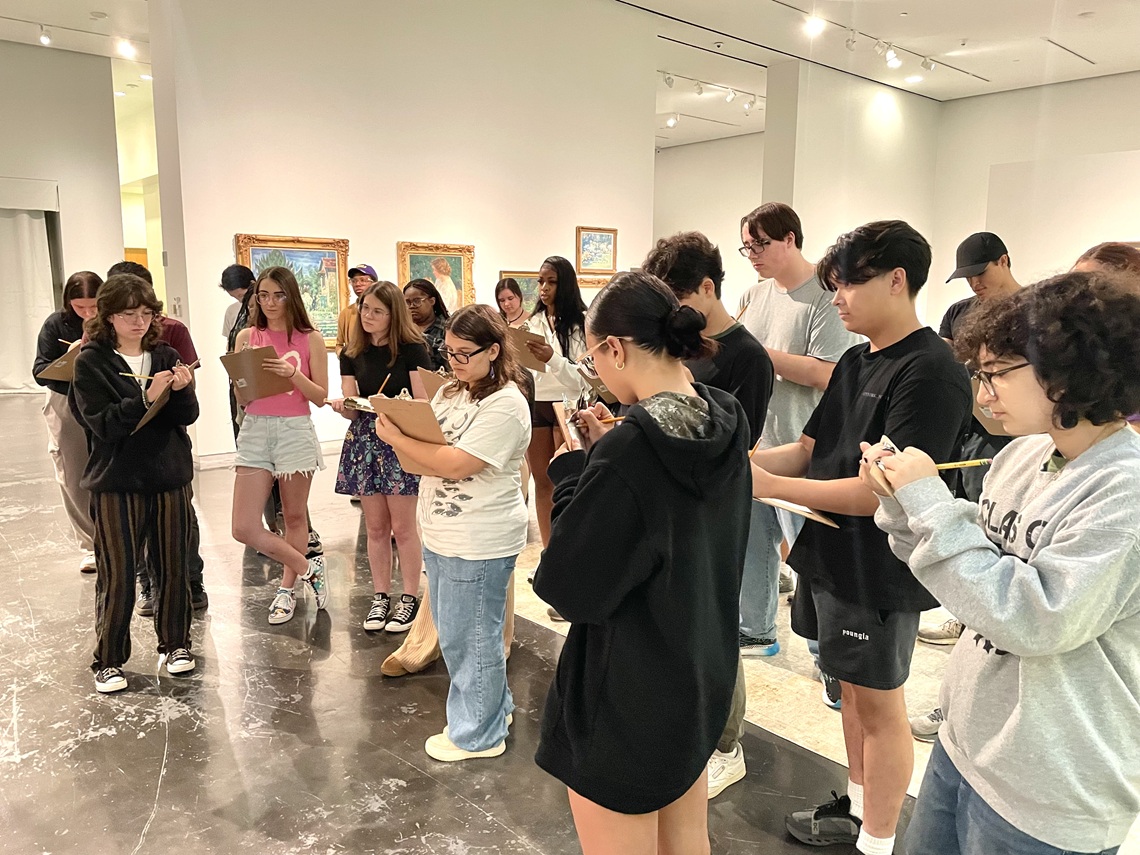 Students touring an art museum