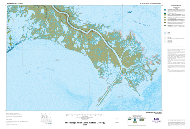 Mississippi River Delta Surface Geology